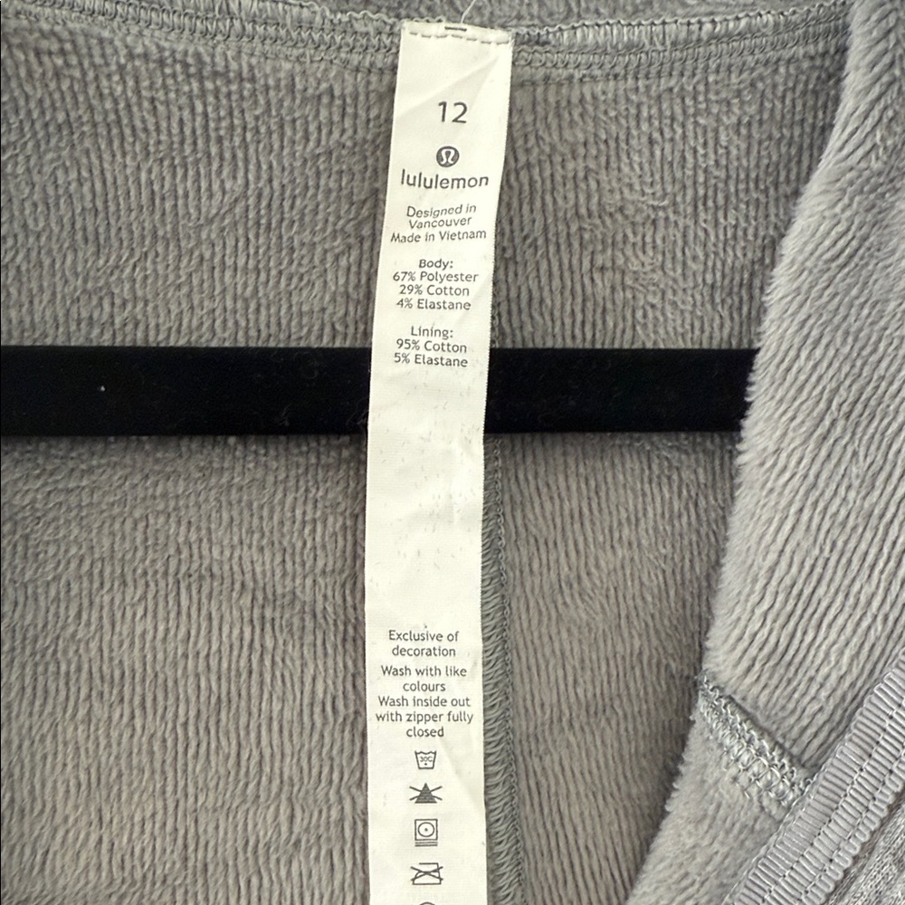 lululemon athletica Gray Zip-Up Sweater with Gold Hardware and Velour Lined - Picture 2 of 6